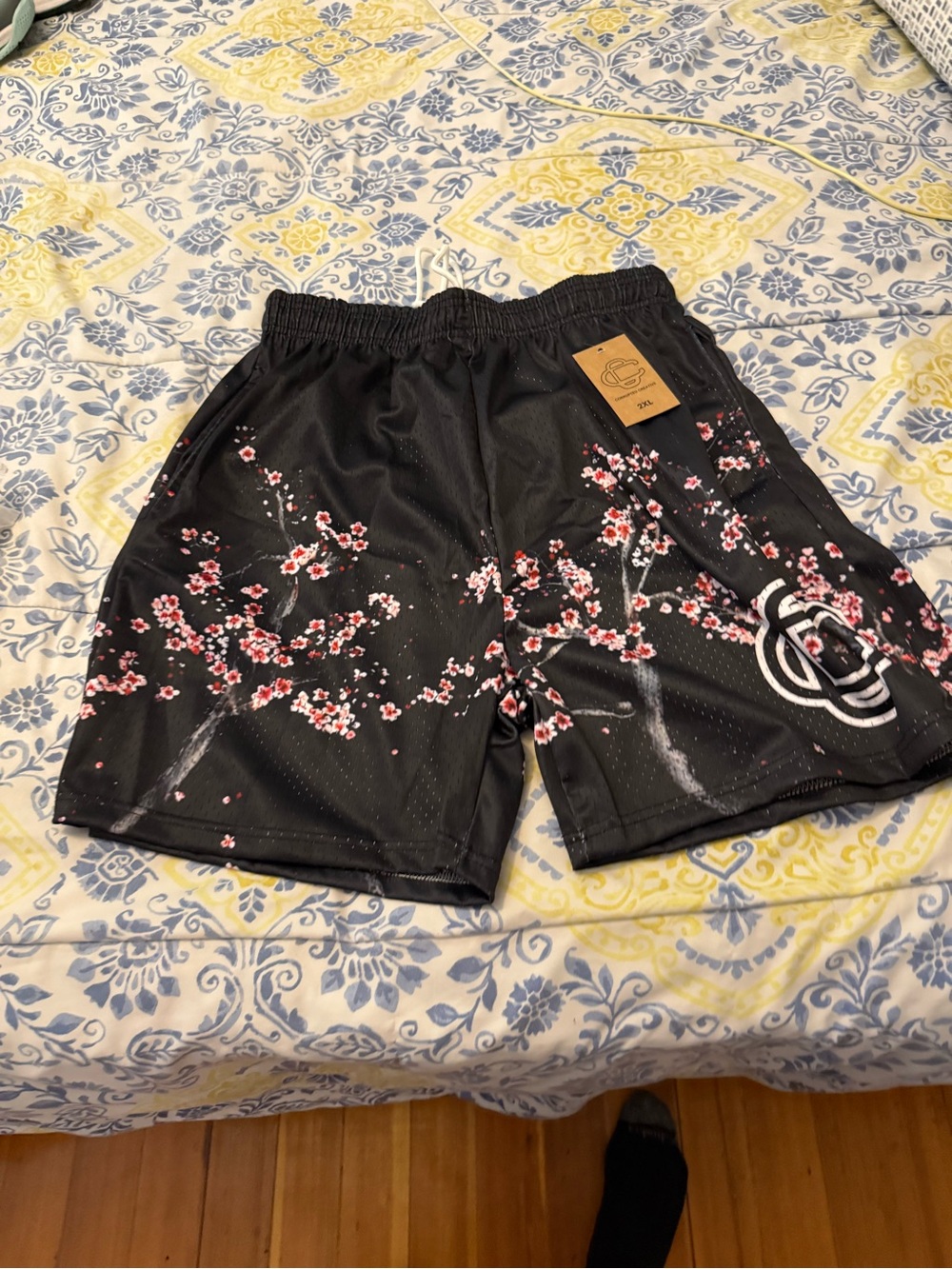 Corrupted Creative Men's Black Cherry Blossom Athletic Shorts